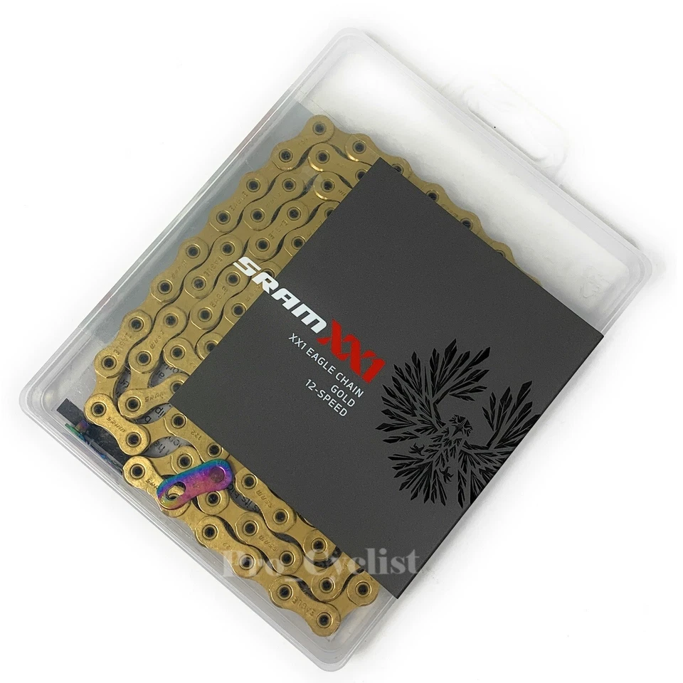 Cadena de 12 velocidades SRAM XX1 Eagle HollowPin 126 eslabones MTB dorada nueva en caja Foto 2 de 4