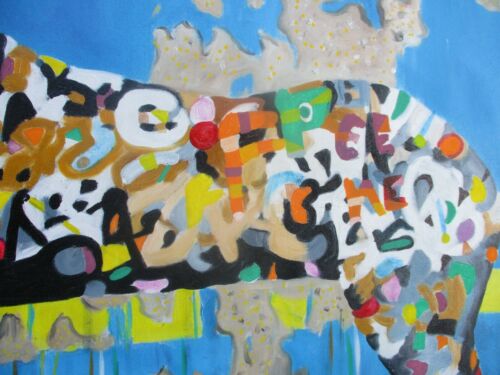 Art Painting Banksy leopard street style graffiti artwork not print Huge repro - Picture 6 of 7