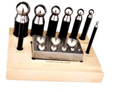9 Teilige Stahl Doming Block und Punch Set Dapping Craft Metal TOOLKIT(432)