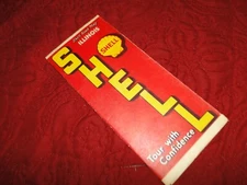1930's Vintage Shell GAS & OIL ROAD Map of ILLINOIS LOT  B-6