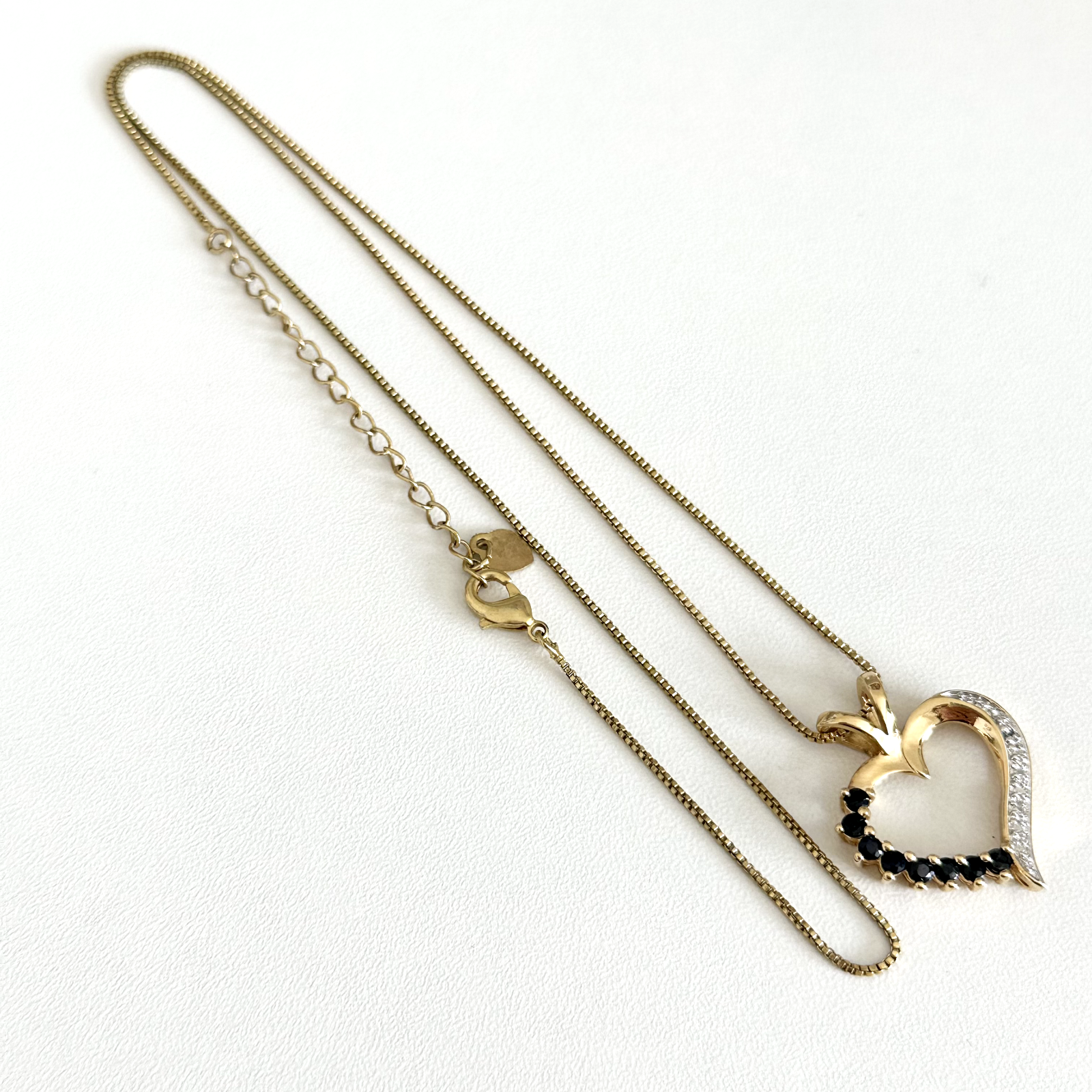 Ladies Genuine Sapphire Open Heart Pendant Gold Plated Valentine's Day Necklace