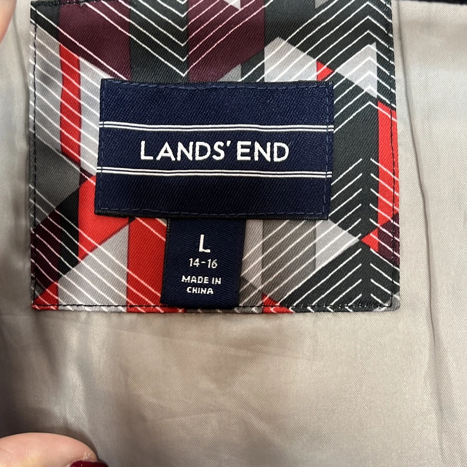 Chaqueta Lands End Squall Talla L Chaqueta Geométrica Roja con Agujeros para el Pulgar Foto 4 de 4