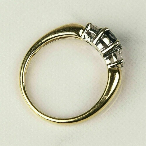 3CT Round Lab-Created Sapphire Diamond Women 3 Stone Ring 14K Yellow Gold Plated - Picture 3 of 7