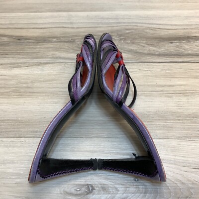 YVES SAINT LAURENT WOMEN Strappy Purple & Red Mules Sandals Heels