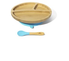 Bamboo Suction Toddler Divider Plate Spoon 9 Months And Older Silicon Suction St
