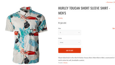 HURLEY Tropical Aloha Tucan Button Down Shirt XL Palm Pineapple Blue White Orang