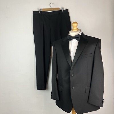 Marks and Spencer Tuxedo Dinner Suit Men's Black 42S Jacket 38W 31L M&S