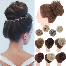 100% Nautral Thick Messy Bun Hair Pieces Scrunchie Updo Ponytail Hair Extensions