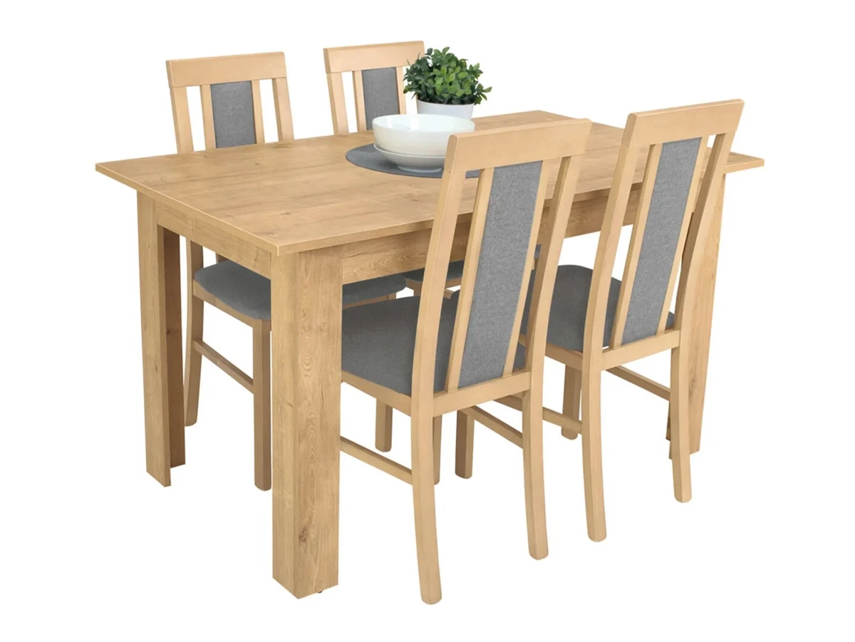 Modern wooden dining table with 4 chairs in light wood colour, oak  burlington