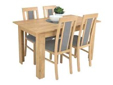 Modern wooden dining table with 4 chairs in light wood colour, oak burlington