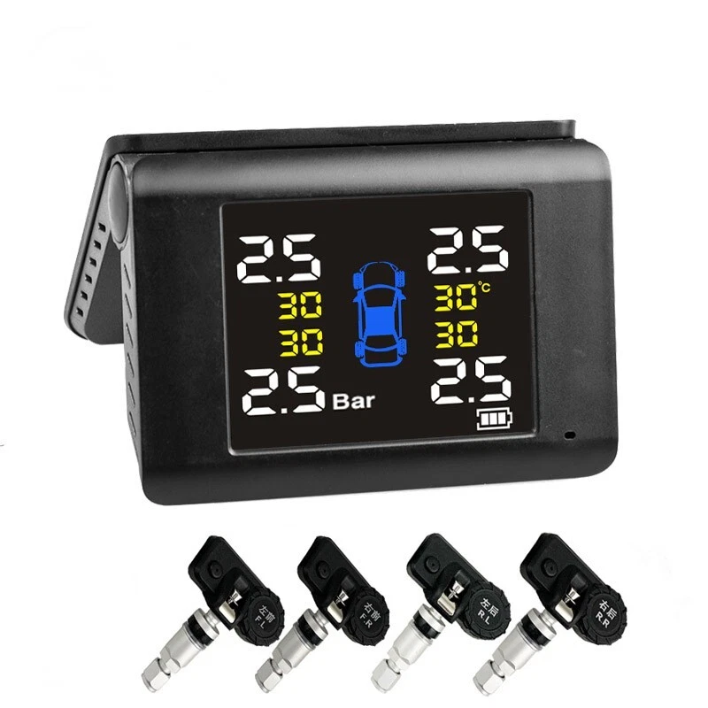 4 Sensores Internos Inalámbricos Solar TPMS LCD Sistema de Monitoreo de Presión de Neumáticos de Coche Foto 3 de 4