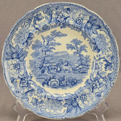 Copeland Late Spode Aesops Fables The Dog & The Sheep Blue Transferware Plate