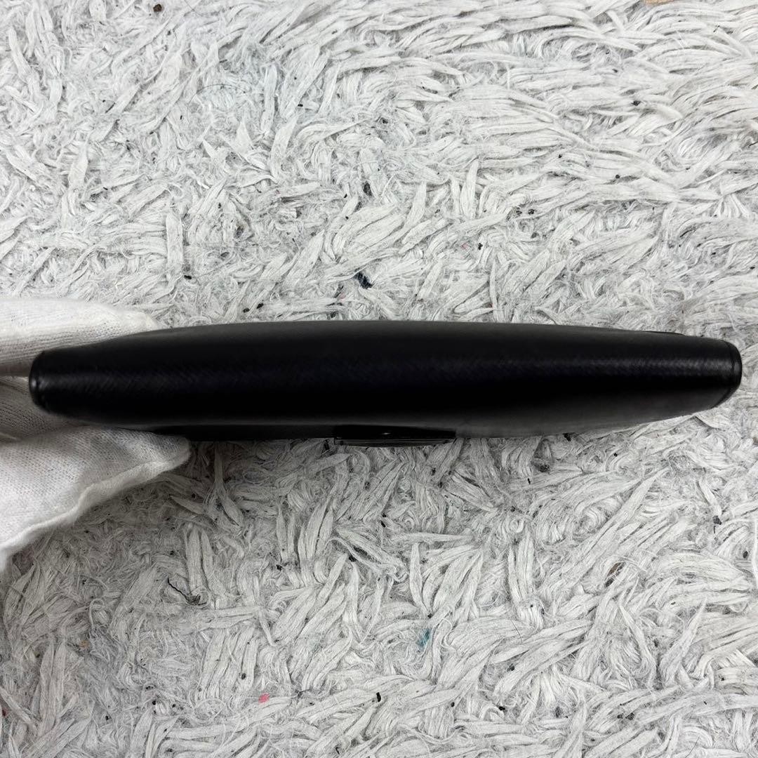 PRADA Saffiano Leather Compact Bifold Wallet Triangle Logo Black 4.3x6.3x0.8" thumbnail 3