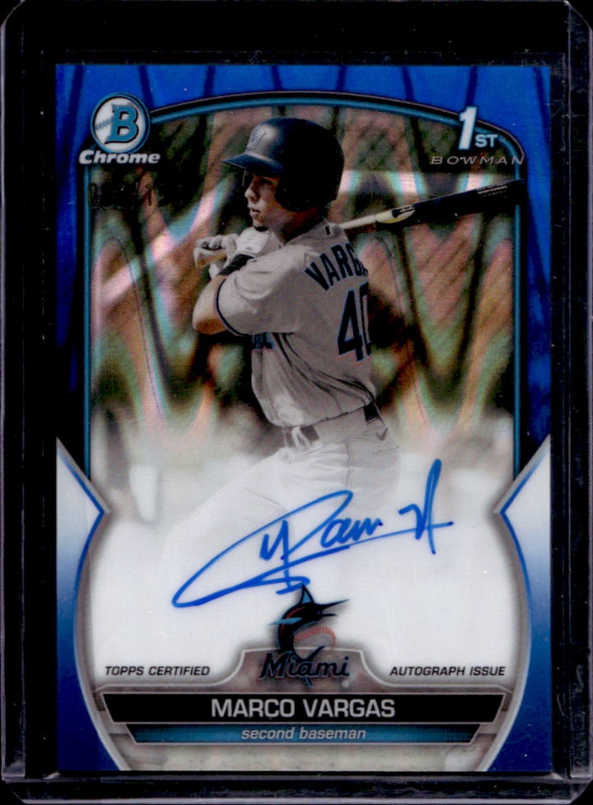 2023 Bowman Chrome Marco Vargas Auto Blue RayWave Refractor 1st #/150