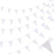 Tatuo 200 Feet Solid Pennant Banners Flags String Triangle Hanging DIY White 