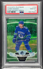 2019-20 OPC Platinum Green Pond Hockey #190 Quinn Hughes RC Rookie PSA 10 -POP 3