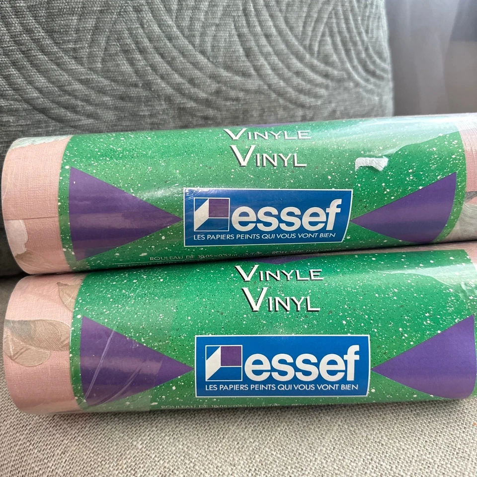 NEW NWT 3 Vintage Essef Charisma II Wallpaper Pink Floral Vinyl Double Roll - Image 4 of 4