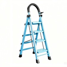 Blue Folding 4 Step Ladder with Handrail. Blue, 4