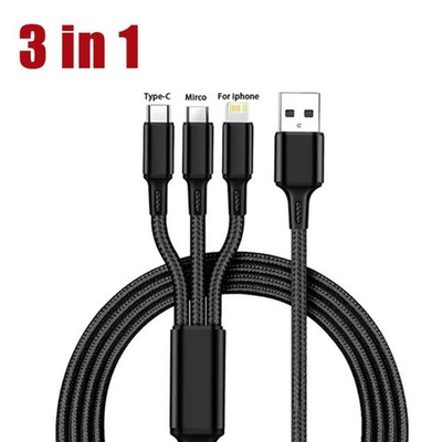 3in1 Fast USB Charging Cable Universal Multi Function CellPhone Charger Cord LOT