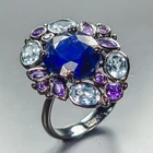 Handmade Blue Sapphire Ring 925 Sterling Silver Size 8 /R466322