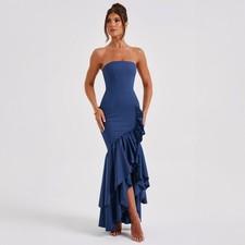 Summer Women's Elegant Strapless Slit Fashion Dress Cute Autumn Cocktail Party