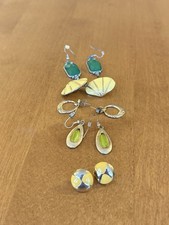 Five Pairs Of Vintage Costume Earrings Pierced Ears. Good Condition See Photos