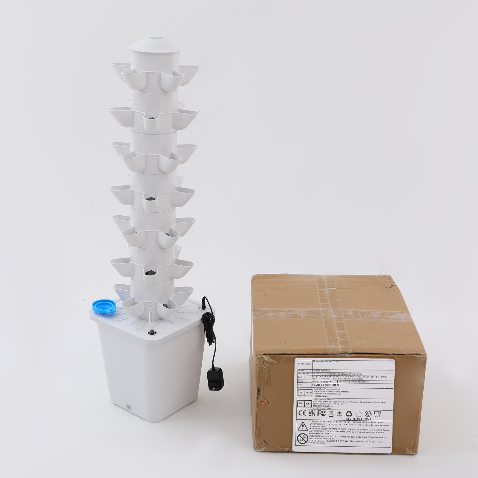 7-tier Hydroponics Growing Tower, Vertical Hydroponic Indoor Gardening Tower