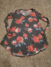 Boutique Floral Tunic Top Long Sleege Size Large