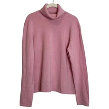 Vintage Saks Fifth Avenue Cashmere Turtleneck Sweater XL Pink 100% Cashmere