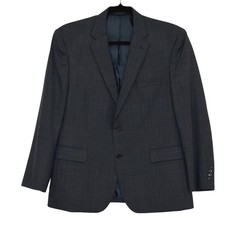 Jos A Bank Men Jacket 46R Executive Wool Blazer Traditional Blue Gray Mini Check