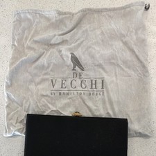 De Vecchi by Hamilton Lodge Black Clutch Gemstone Accent with Dust Bag