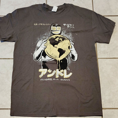 Gildan Heavy Cotton Andre the Giant Wrestling Gray Graphic Tee Shirt Size M
