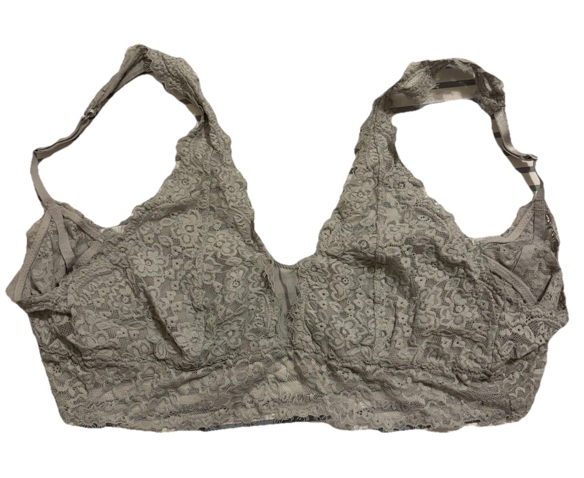 Aerie Bralette Lace Wireless Adjustable Strap Gray Bra Size M-image