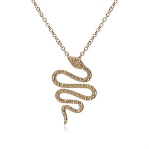 Authentic Marcasite Snake Wrap Necklace in Gold Plated Sterling Silver