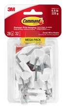 Command Small Wire Toggle Hooks, 28 Hooks and 32 Strips, Damage-Free Hanging 0.62 per strip