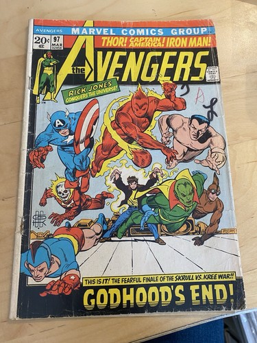 AVENGERS #97 (1972) PART 9 OF KREE-SKRULL WAR FINALE BRONZE AGE  2.0 Grade