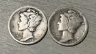 1921-P + 1921-D Mercury Silver Dimes AG/G, Two Key Date 10C coins