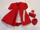 Vintage Barbie Red Velvet Flare Swing Coat #939 Shoes Hat Purse 1 Glove