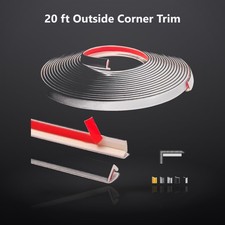 20 ft Outside Corner Trim, Peel and Stick for Wall Tile Edge, White