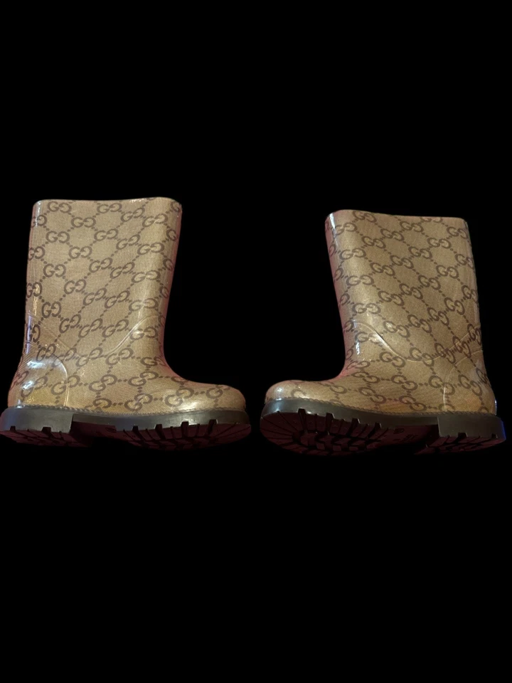 Nuevas Botas de Goma Gucci Niños GG Supreme Cacao Sin Caja Talla 24 EE. UU. Talla 7.5 Foto 2 de 4