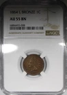 1864 L On Ribbon Bronze Indian Head Cent NGC AU55BN