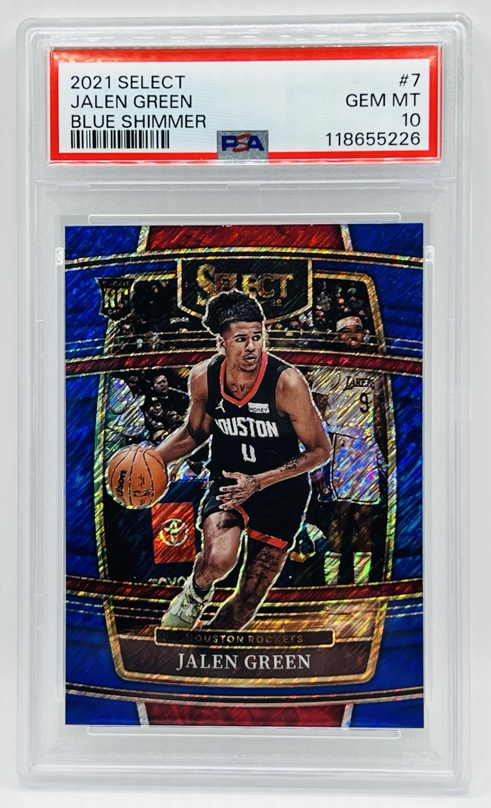 Jalen Green 2021-22 Select Concourse Blue Shimmer Prizm #7 RC PSA 10 Gem Rookie
