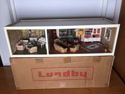 Lundby Puppenhaus Etage (Lisa 1:18) & Wohnzimmer-Möbel & Zubehör + OVP (Vintage)