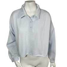 Aerie Oversized Boxy Collared Crop Cropped Sweatshirt S Preppy Comfy Casual