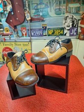 True VTG 1970s Sears MOD 2-Tone DISCO Dancing Shoes 7.5 Rubber Soles Lace Up