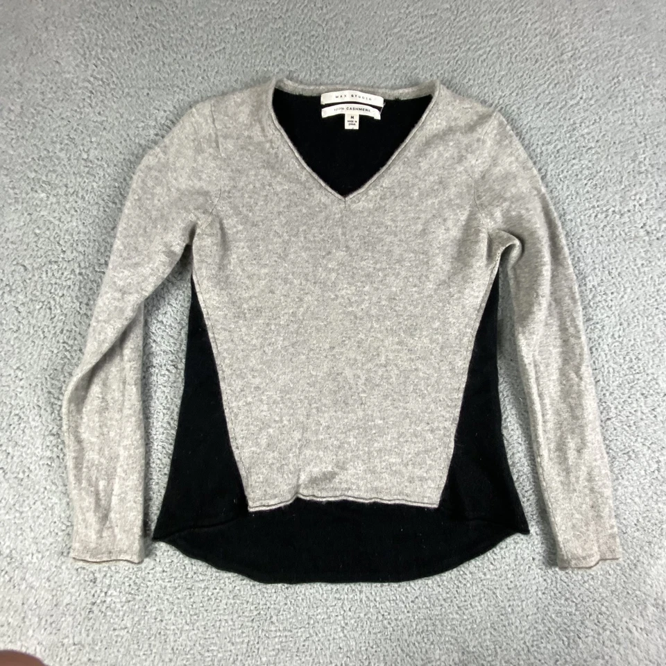 Suéter Max Studio Mujer Mediano 100% Cachemira Cuello en V 2 Capas Ligero Acogedor Foto 2 de 4