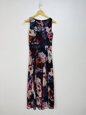 Hobbs Dress Size 8 Multicoloured Floral Midi Chiffon Round Neck Sleeveless Carly