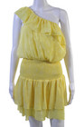 Designer Womens Yellow Floral Blouson Romper Sleeveless Size M