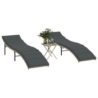 Sonnenliegen Set 2 Stk Mit Tisch Poly Rattan Hellgrau GartenmöBel