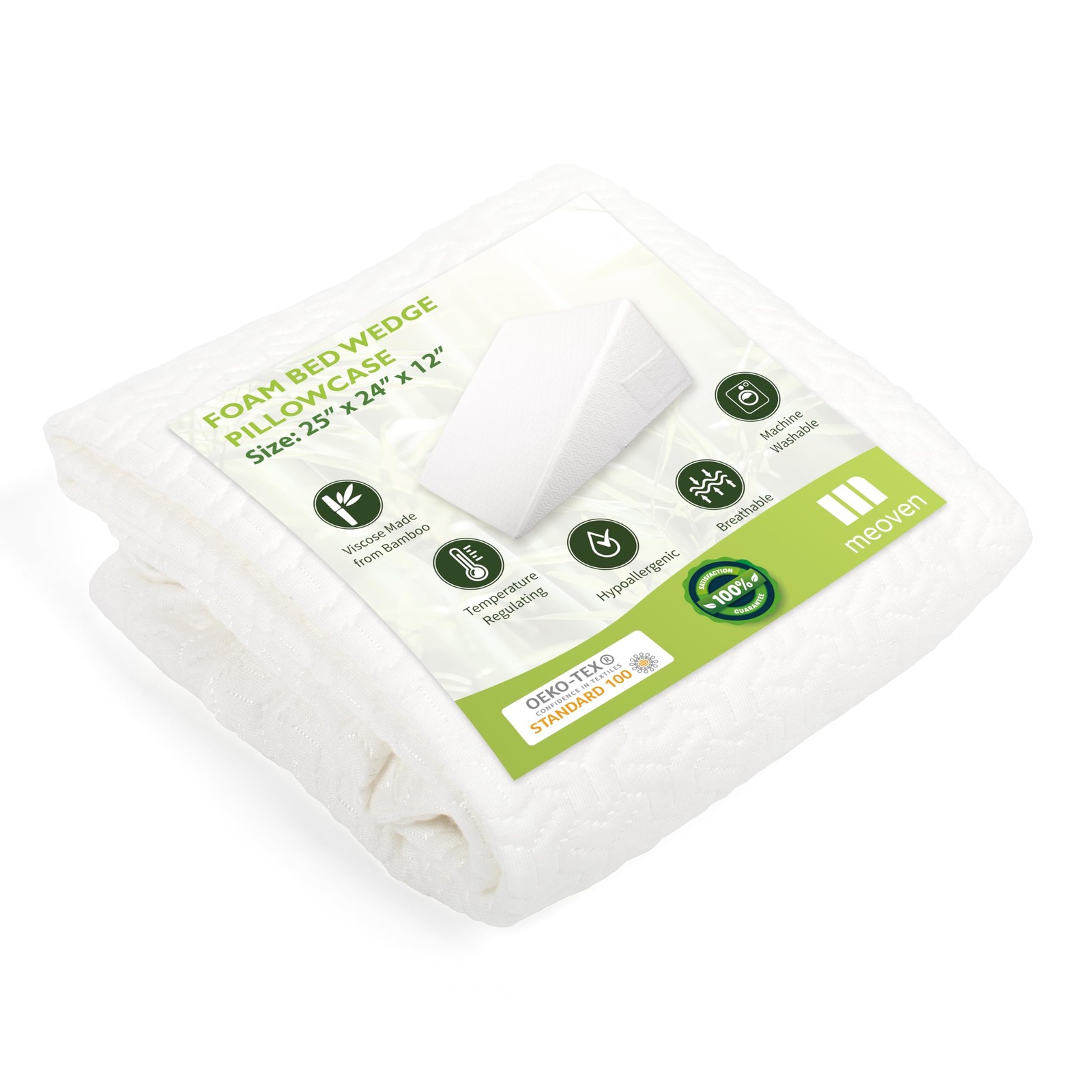 Hypoallergenic Wedge Pillow Cover for 25x24x12 Bed Wedge Replacement